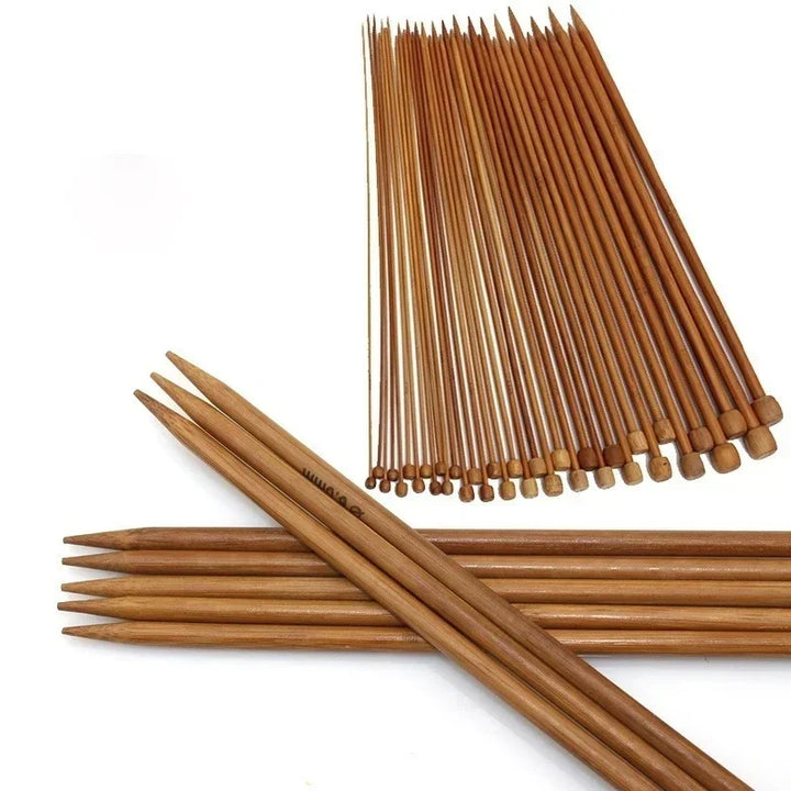 36-Piece Bamboo Knitting Needle Set with Beads