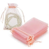 50-Piece Pink Organza Drawstring Bags – Small Gift Pouches
