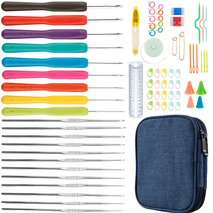 Soft Grip Ergonomic Crochet Needles with Storage Case