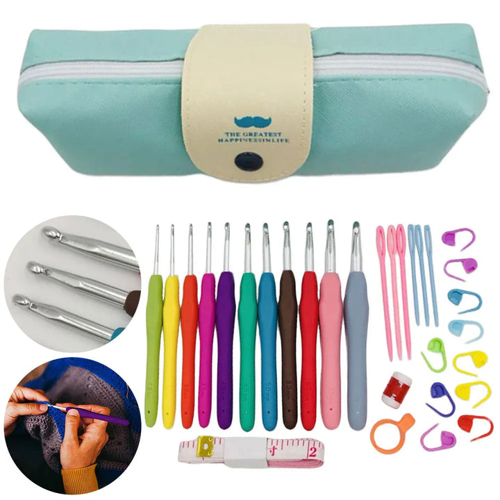 Colorful Ergonomic Crochet Hooks Set with Case