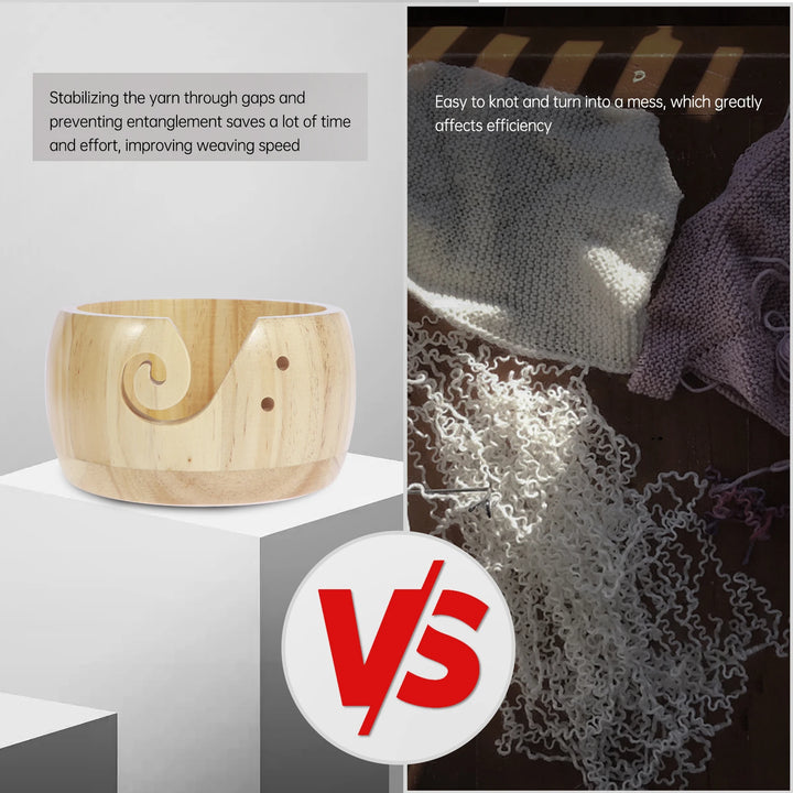 4Pcs Wooden Yarn Bowls with Holes