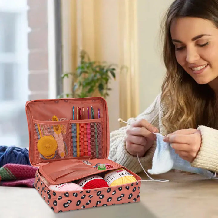 Beginner Crochet Kit with Yarns, Hooks & Bag