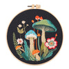 Mushroom & Flower Embroidery Kit – Stamped Black Cloth