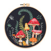 Mushroom & Flower Embroidery Kit – Stamped Black Cloth