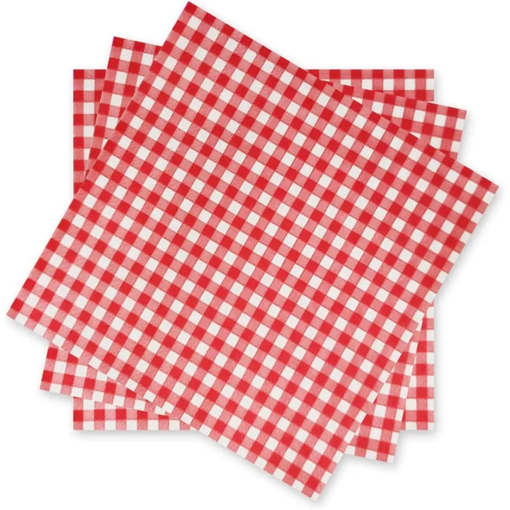 Disposable Red & White Gingham Paper Napkins