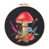 Mushroom & Flower Embroidery Kit – Stamped Black Cloth