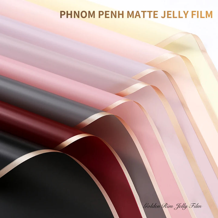 10 Sheets Waterproof Flower Wrapping Paper with Gold Edges