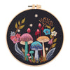Mushroom & Flower Embroidery Kit – Stamped Black Cloth