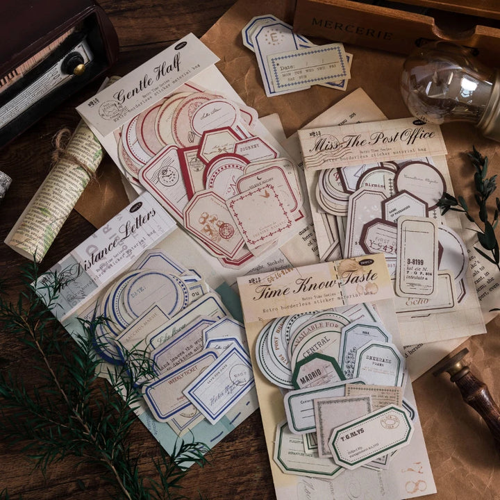 50-Piece Vintage Plant Sticker Pack for Scrapbooking