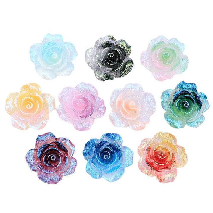 2pcs Glow-In-The-Dark 37mm Large Rose Flower Rhinestone Trim