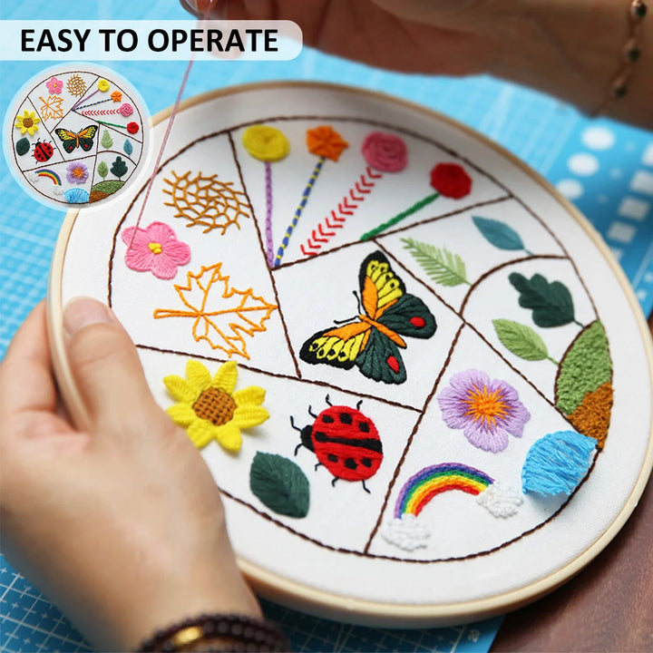 DIY Printed Embroidery Kit with Hoop
