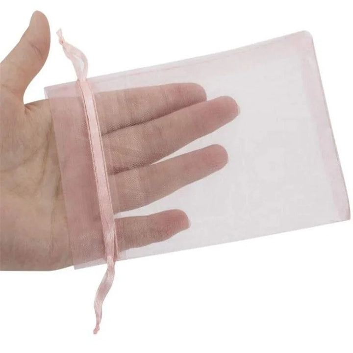 50-Piece Pink Organza Drawstring Bags – Small Gift Pouches