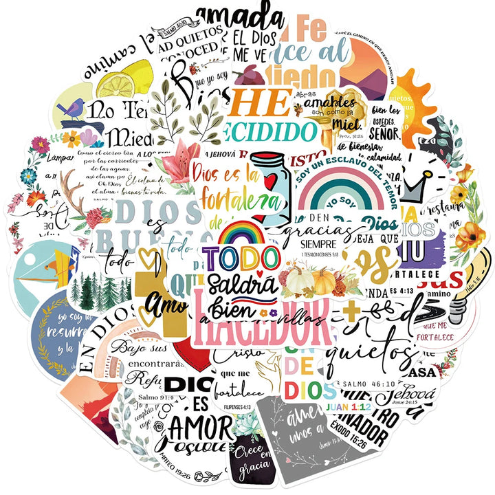 10/30/50-Piece Cute Spanish Bible PVC Sticker Set