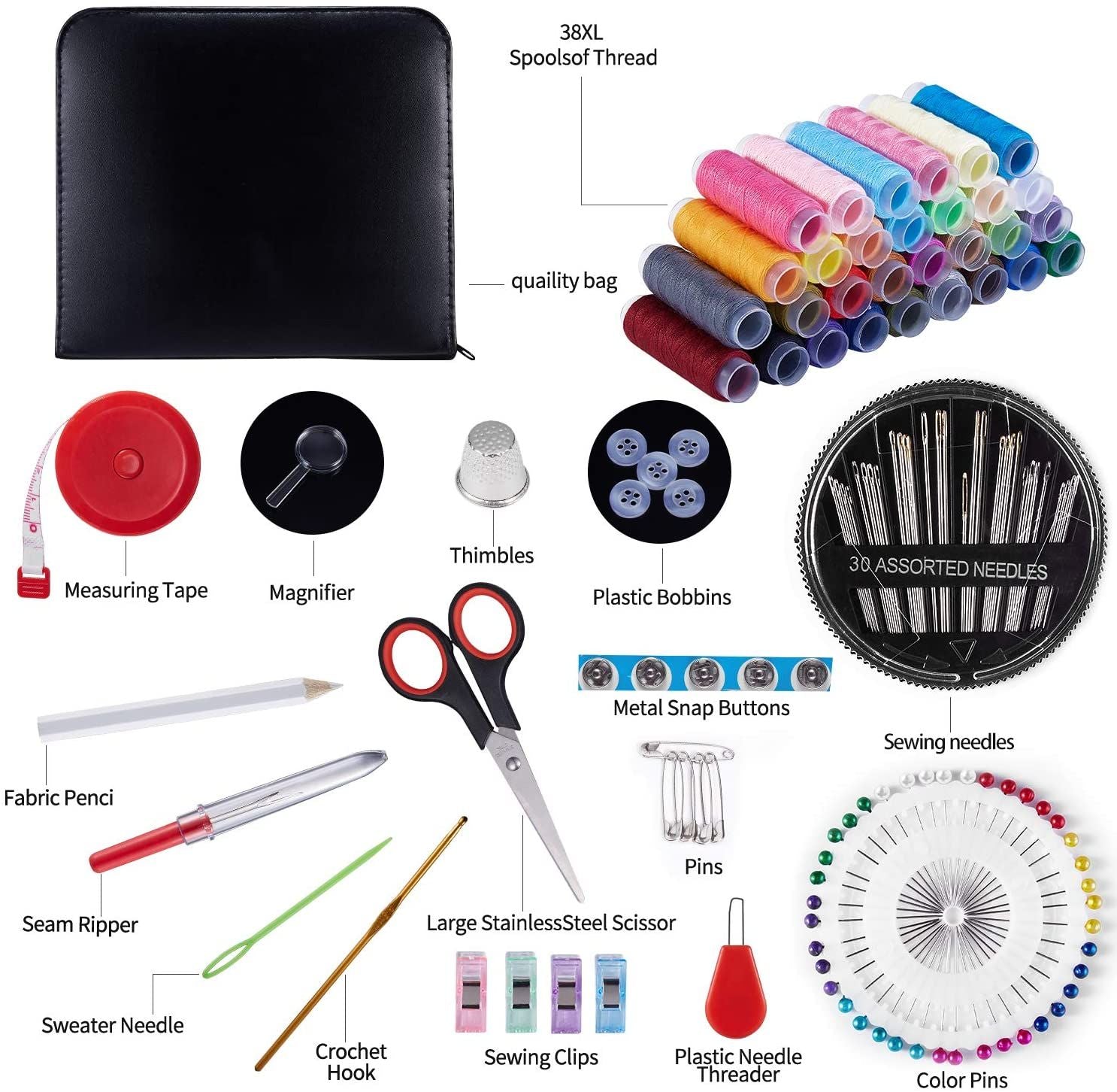 126-Piece Portable Sewing Kit with Case for Quick Repairs