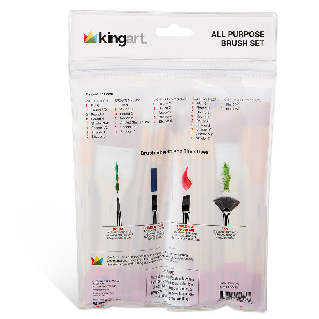 Studio Golden & White Nylon Brush Set - 50 Pieces