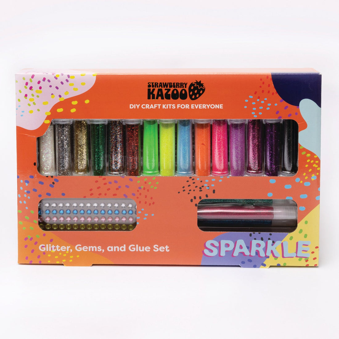 Strawberry Kazoo Sparkle Glitter, Glitter Glue, and Gem Sticker DIY Craft Kit