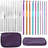 22Pcs Multi-Color Crochet Hook Needles Aluminum Handle Hand Knitting Craft Art Tools Weave Yarn Set 0.6mm-6.5mm w/ Storage Case