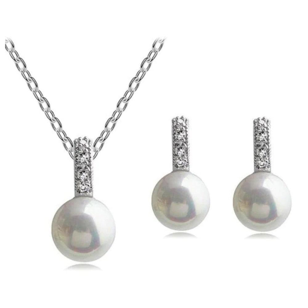 Faux Pearl Necklace & Earring Set – Bridal Jewelry