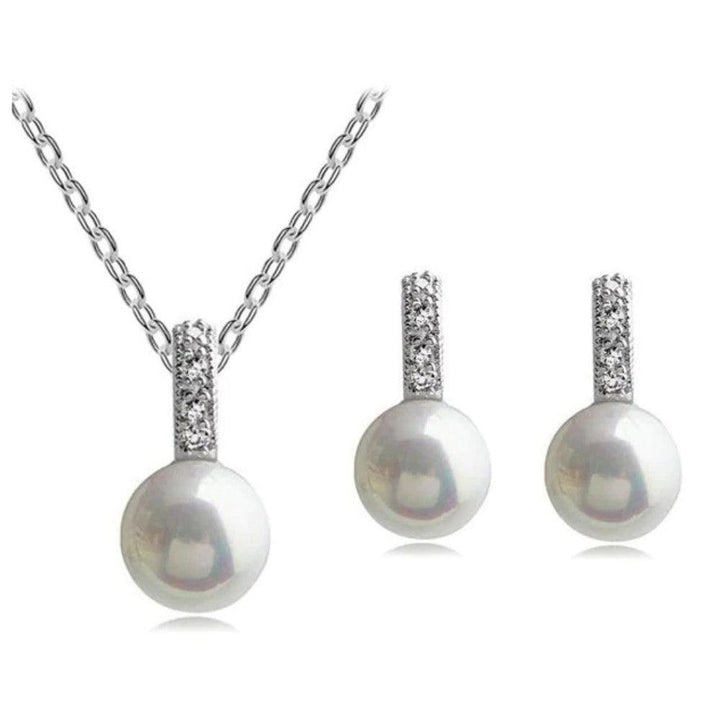 Faux Pearl Necklace & Earring Set – Bridal Jewelry