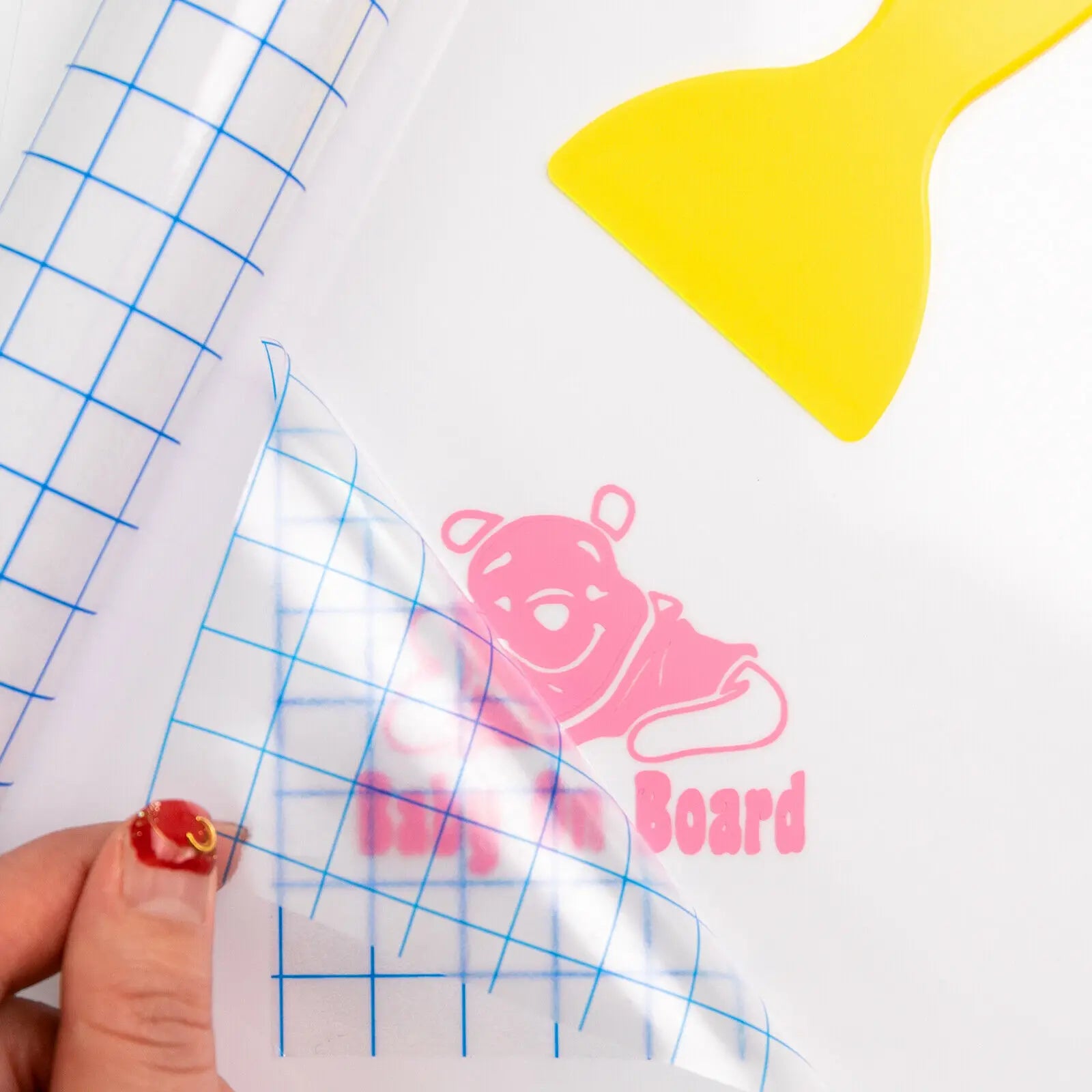 HTVRONT 12"x12ft Clear Vinyl Application Tape with Blue Grid