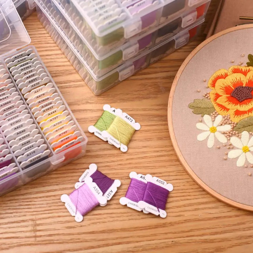 80-Color Embroidery Thread Set with Organizer Box