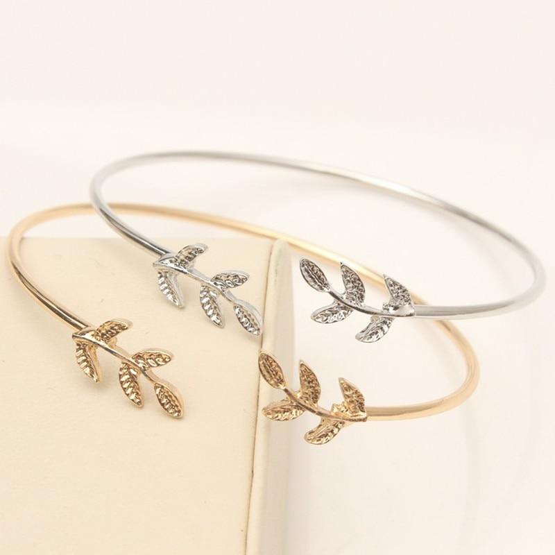 Elegant Gold & Silver Leaf Cuff Bracelet – Modern Women’s Jewelry
