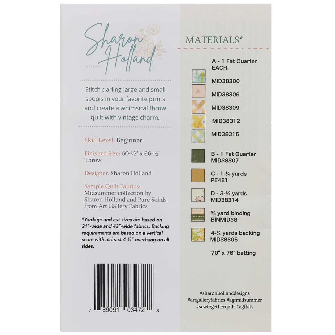 Art Gallery Sew Together Quilt Pattern Kit