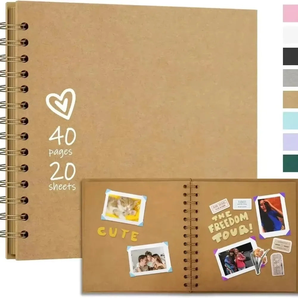 8-Inch DIY Kraft Scrapbook Album – 40 Pages