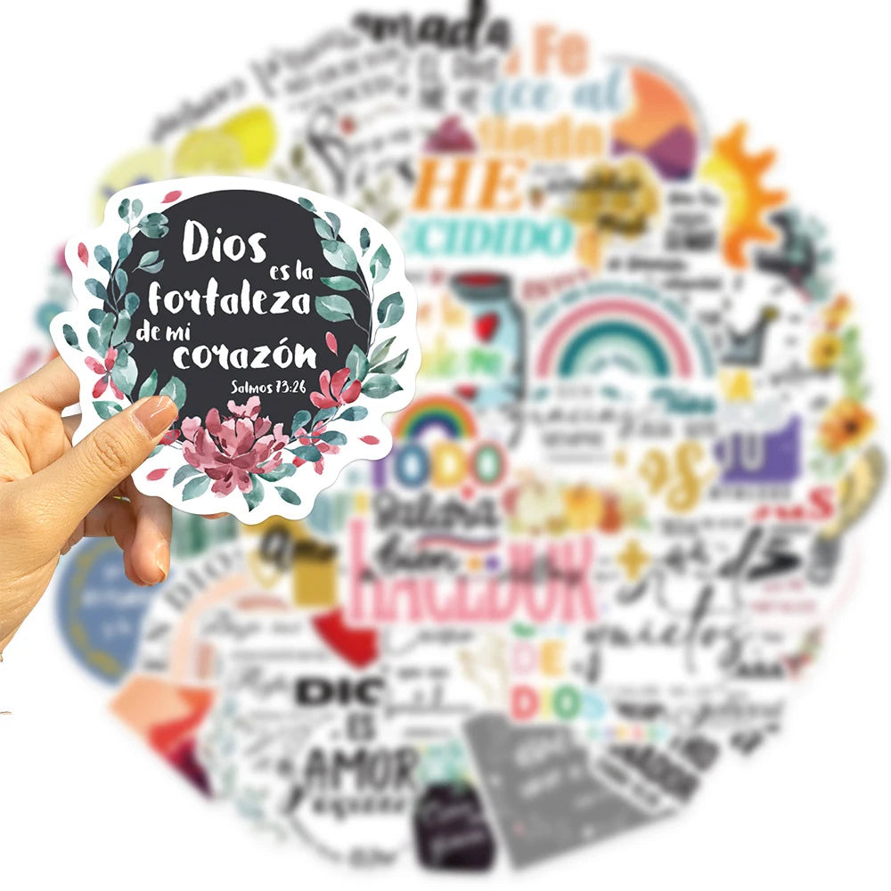 10/30/50-Piece Cute Spanish Bible PVC Sticker Set