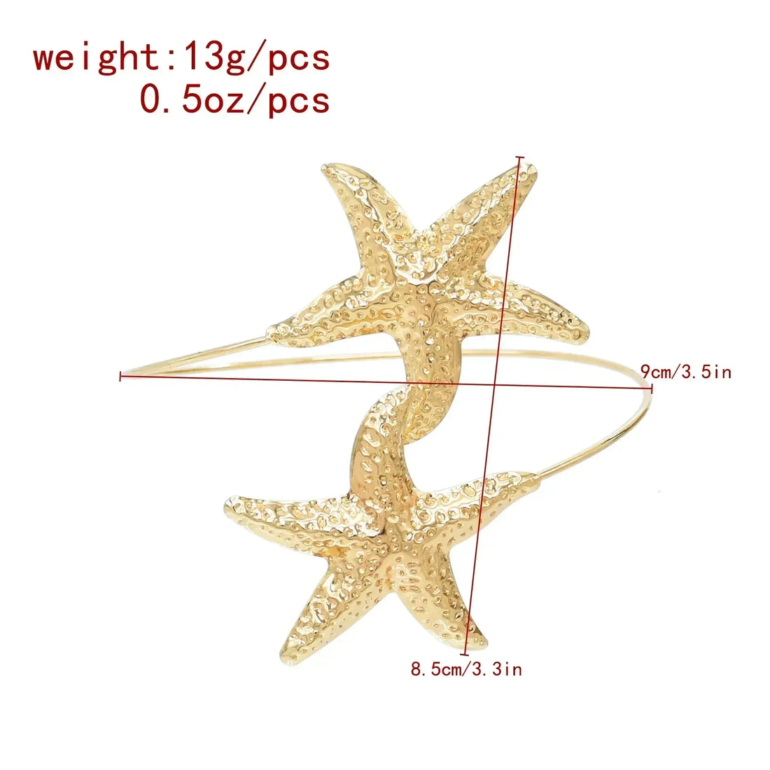 New Fashion Golden Alloy 2 Starfish Arm Bracelet for Women  Summer Beach \Dance Party Cuff Bracelets Jewlery Accessories Gifts