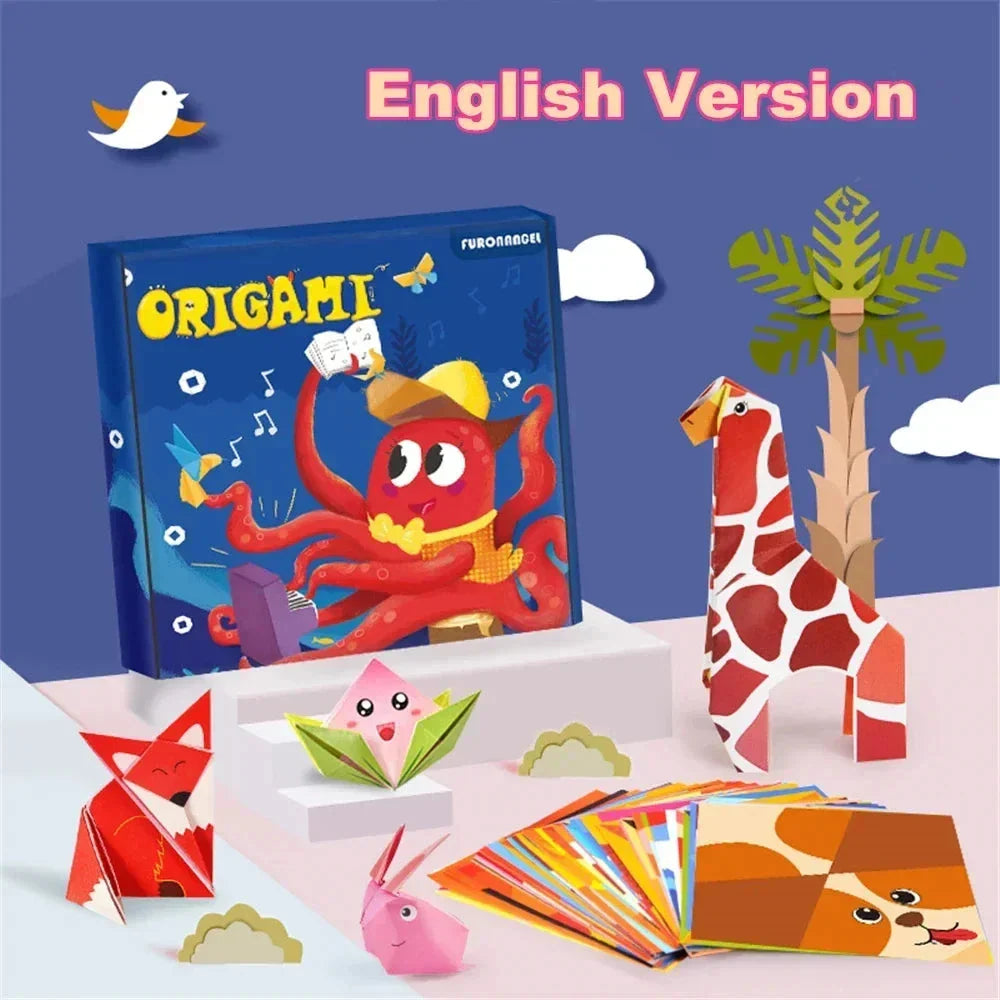 Cartoon Animal Origami & Paper Cutting Book - Educational Craft Toy for Kids