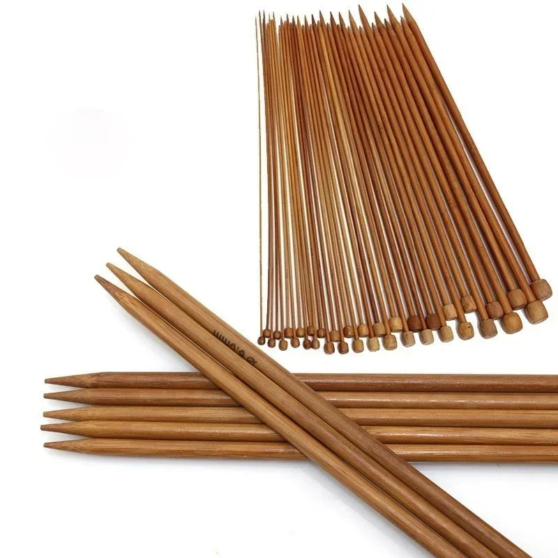 36-Piece Bamboo Knitting Needle Set with Beads