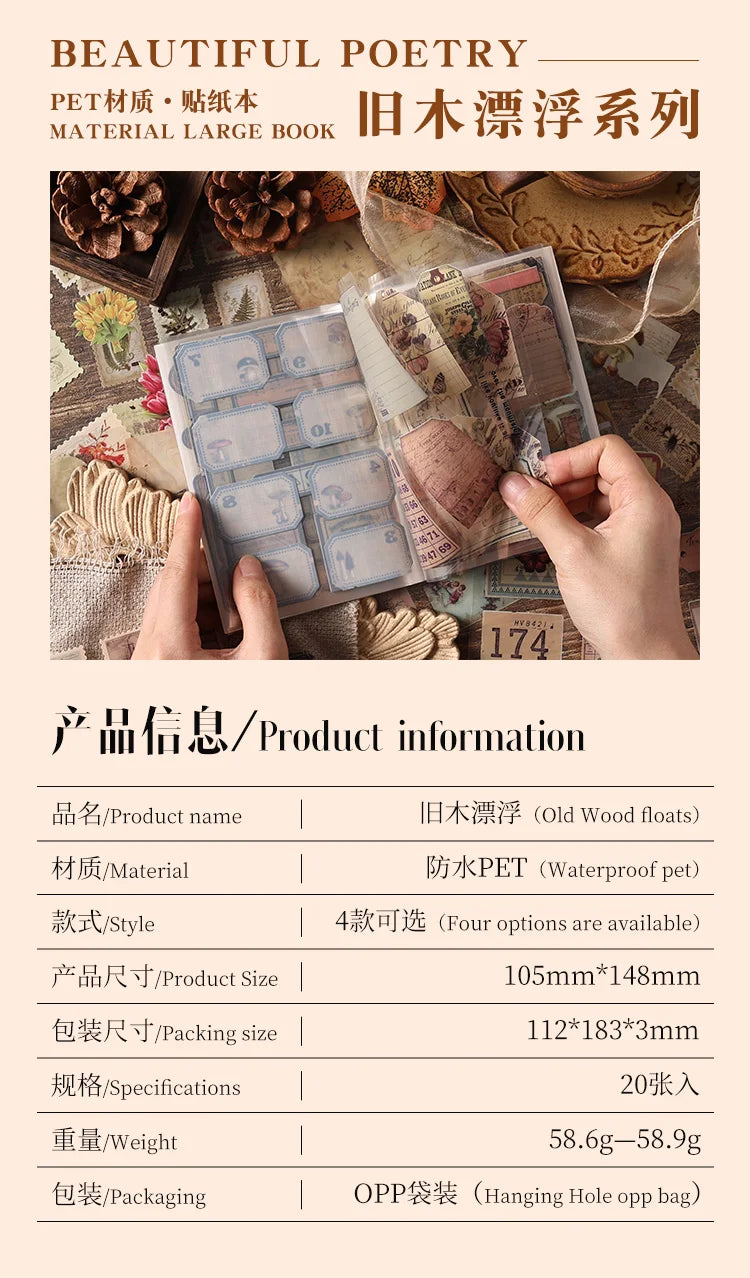 20-Piece Vintage Aesthetic Sticker Set