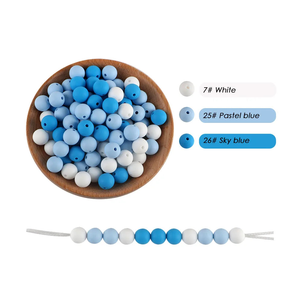 50-Piece Silicone Bead Set – 15mm Round Beads