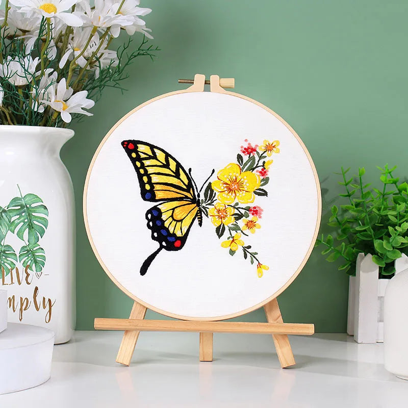 Butterfly & Flower Embroidery Kit for Beginners
