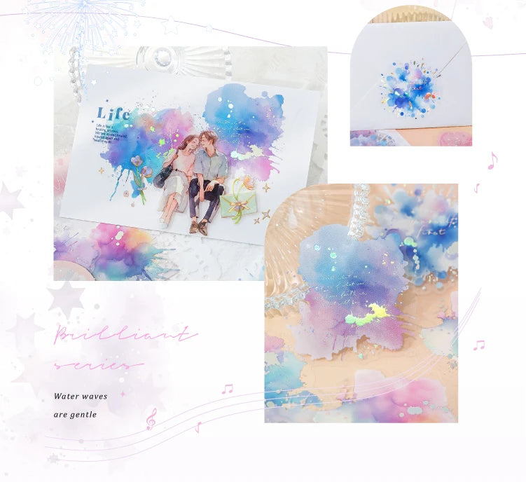 10-Piece PET Floral Stickers – Color Blending Series