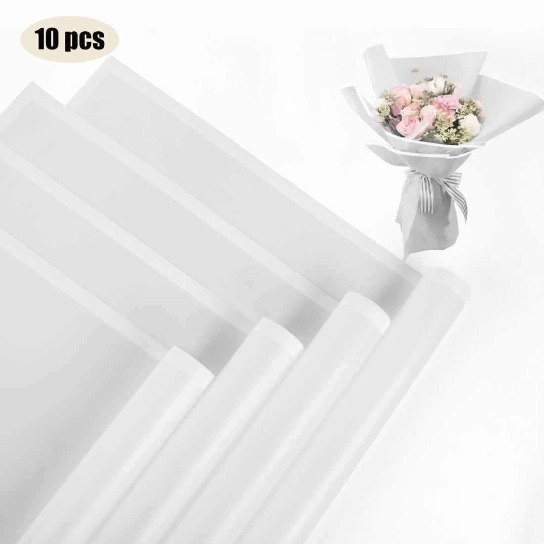 10 Sheets Waterproof Flower Wrapping Paper with Gold Edges