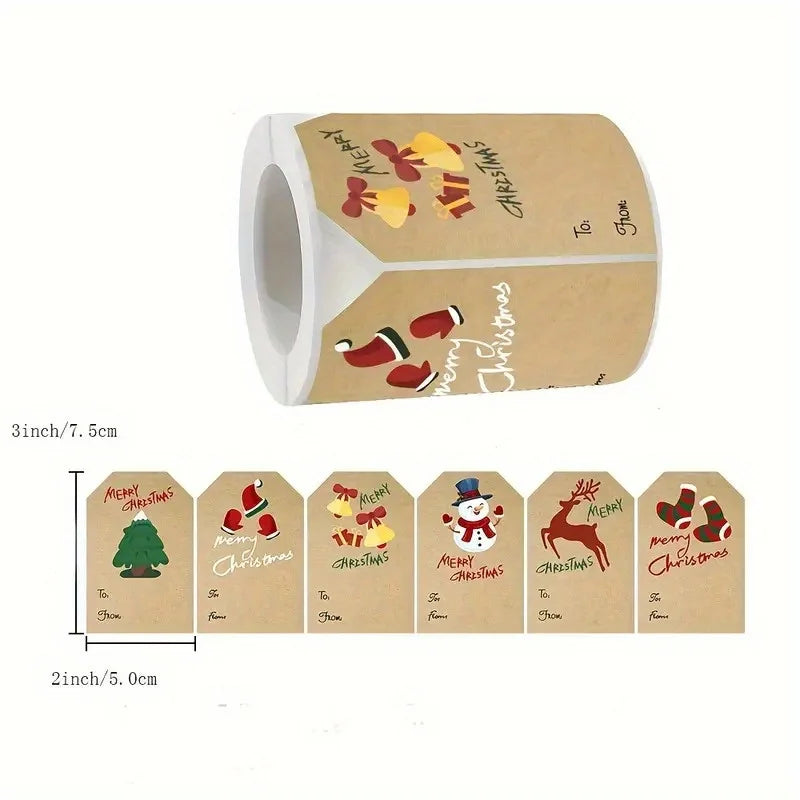 250pcs Leather Paper Christmas Gift Box Sealing Stickers – 1 Roll