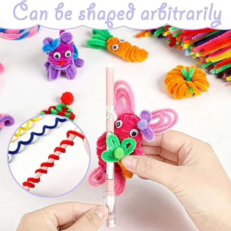 50/100-Piece Chenille Stem Set – 22 Colors, 6mm x 12in  Bullet Point Description: