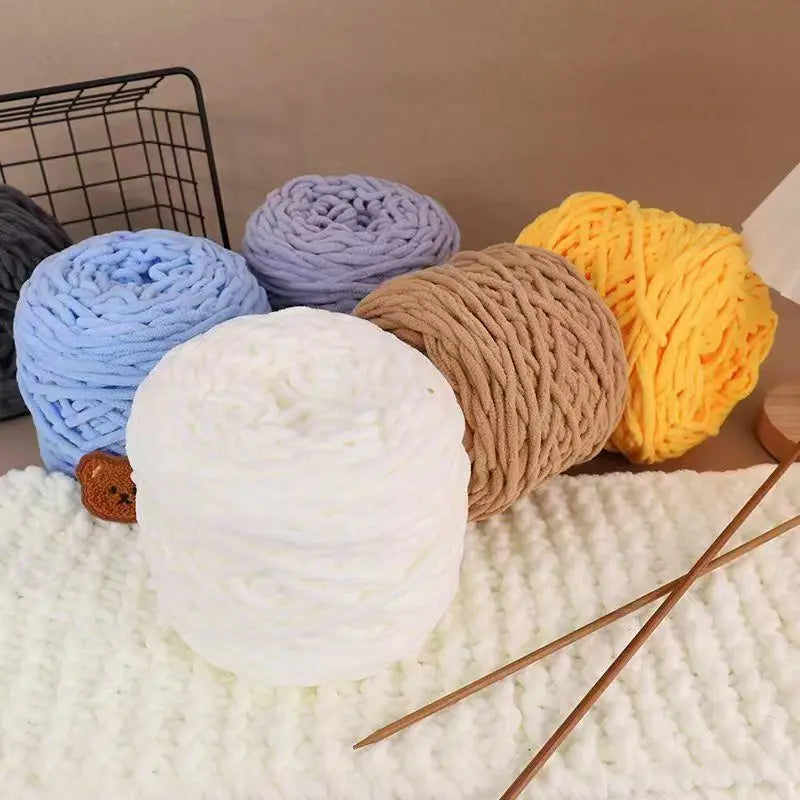 3PCS Chenille Knitting Yarn – 300g Soft Thick Cotton Blend