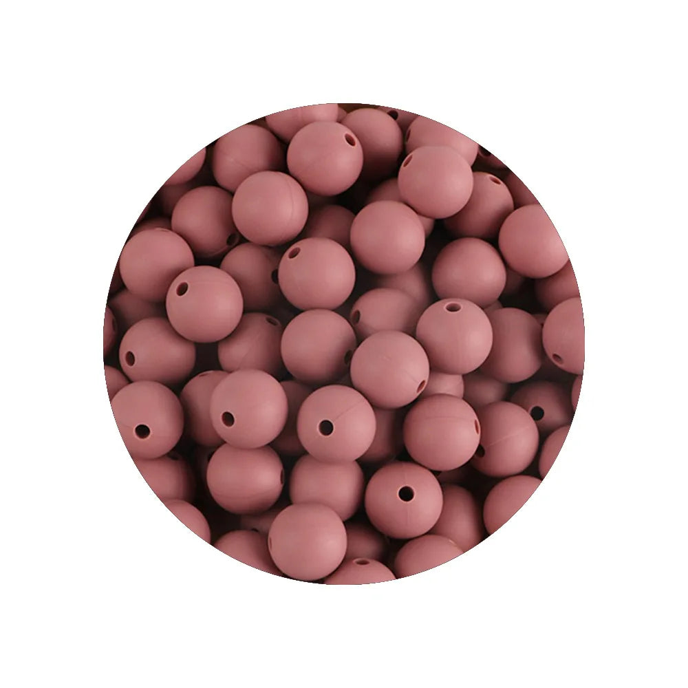 50-Piece Silicone Bead Set – 15mm Round Beads