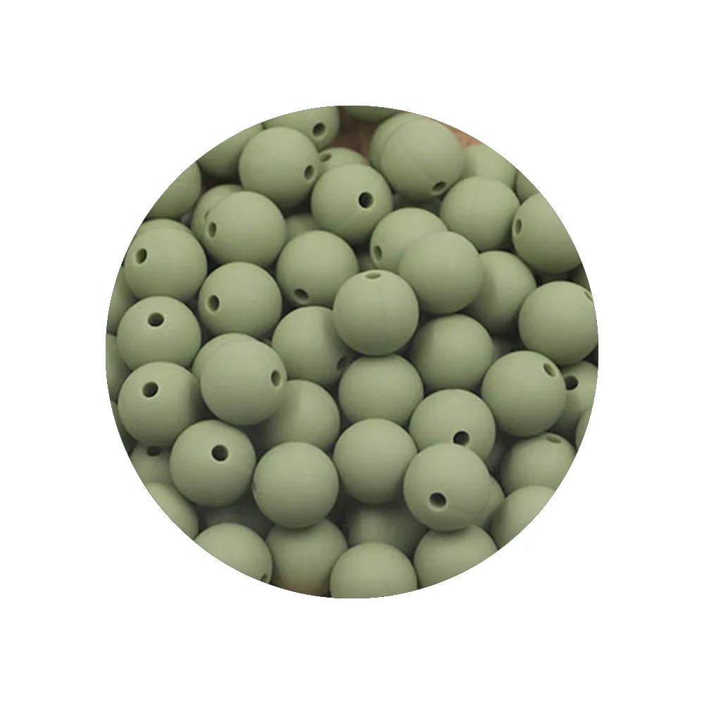 50-Piece Silicone Bead Set – 15mm Round Beads