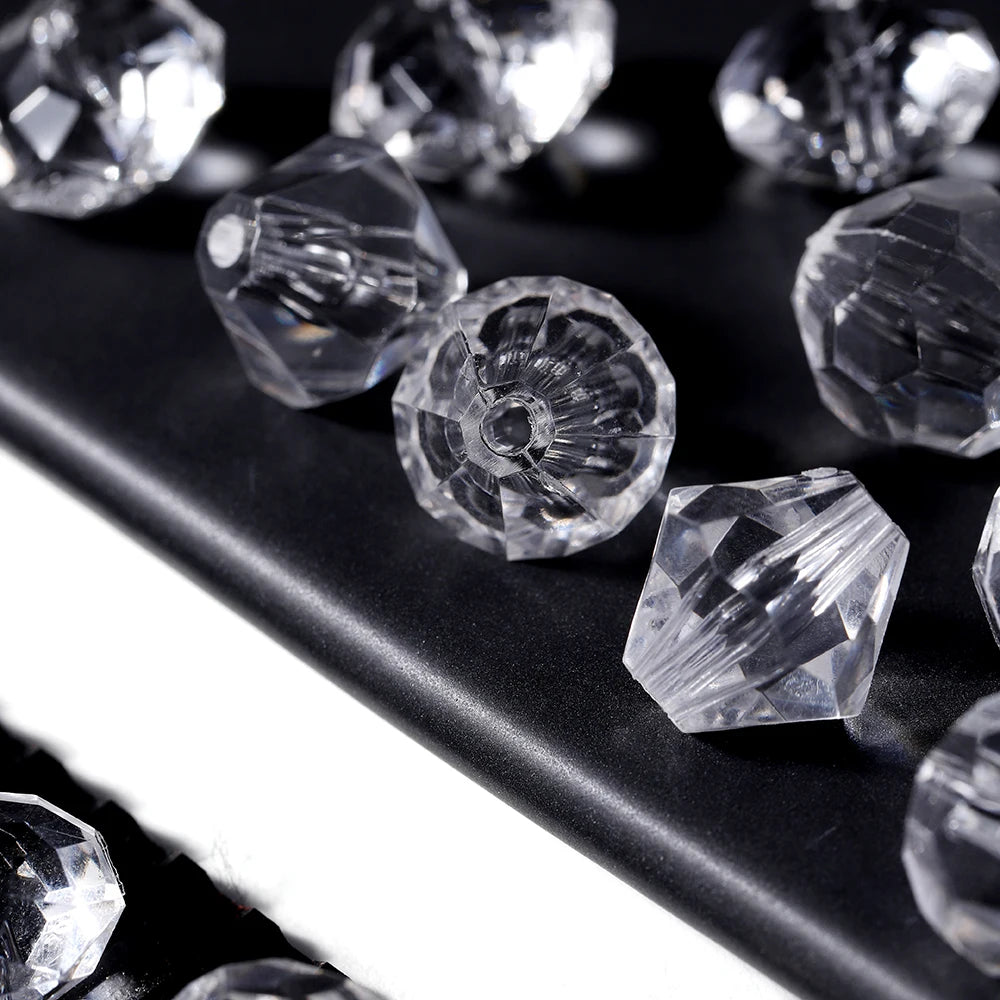 Faceted Acrylic Beads Transparent White Loose Spacer Beads for DIY Bracelet