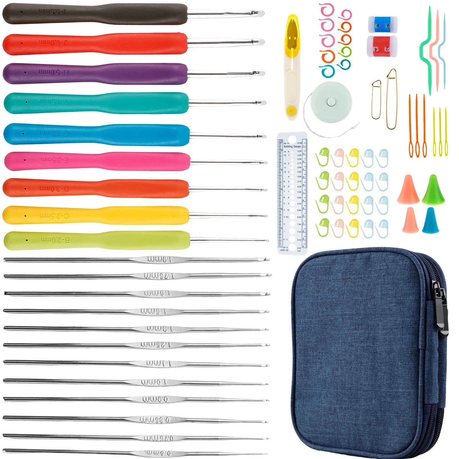 Soft Grip Ergonomic Crochet Needles with Storage Case