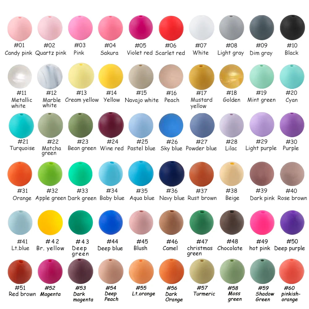 50-Piece Silicone Round Beads – 9mm for DIY Jewelry