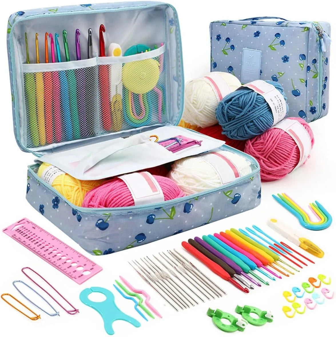 59-Piece Beginner Crochet Kit with Storage Bag