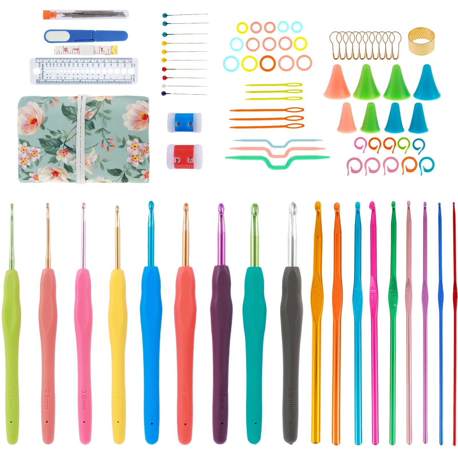 DIY Crochet Hook Set with Anti-Slip Handles (2-6mm)