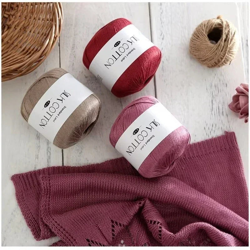 Silk Lace Cotton Milk Yarn – 50g Soft Crochet Thread