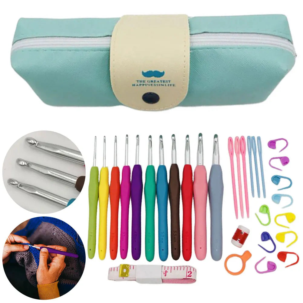 Colorful Ergonomic Crochet Hooks Set with Case