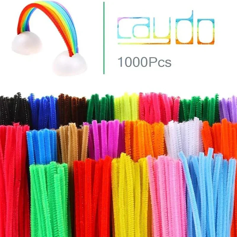 50/100-Piece Chenille Stem Set – 22 Colors, 6mm x 12in  Bullet Point Description: